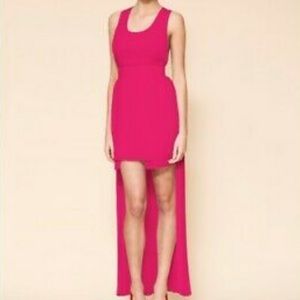 Y2K Keepsake High-Low Pink Chiffon Pleated Gown NWT Size 6